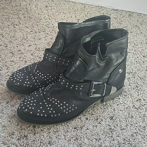 Union Jack studded ankle boots